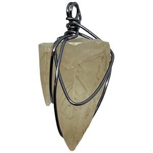 Natural Raw Stone Arrowhead Wire Wrapped Pendant light pink Crystal Point